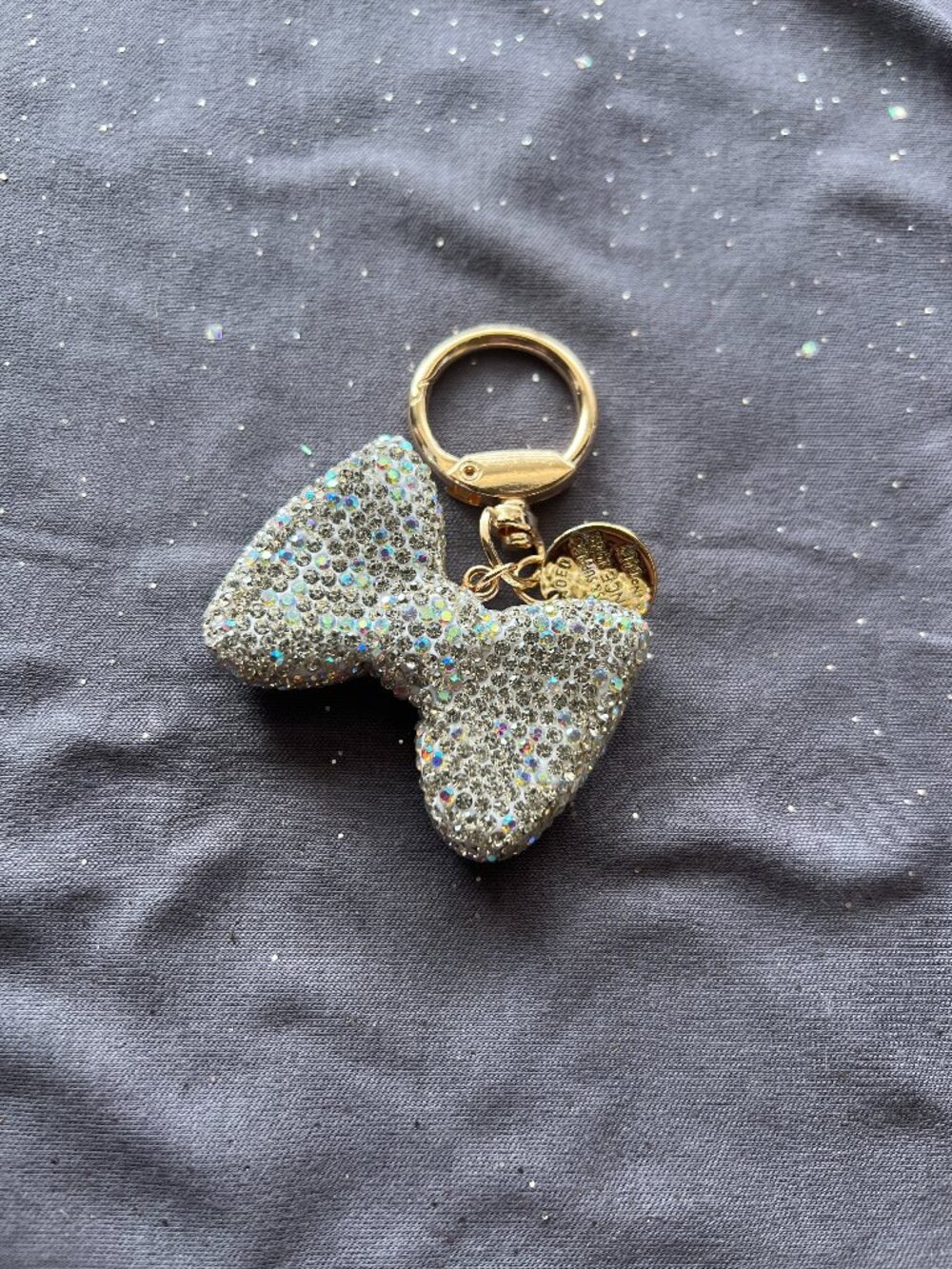 Silver Glitter Bow Keychain NWT